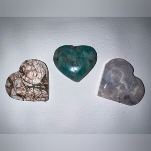 🫶2/$20 Crystal heart bundle. Amazonite,flower agate, red vein jasper